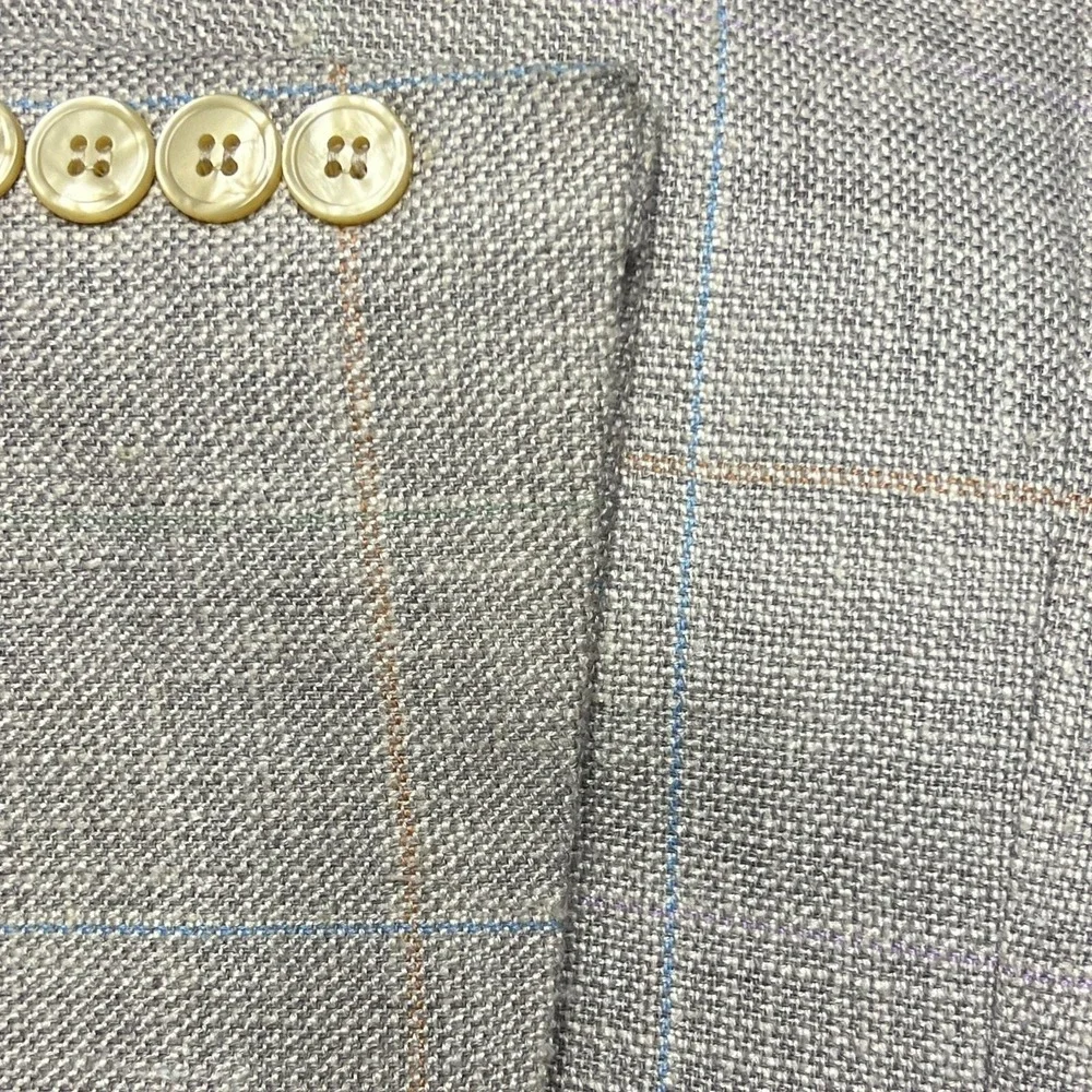Vintage PBM Blazer Sport Coat‎ Light Beige Plaid Textured Classic Professional